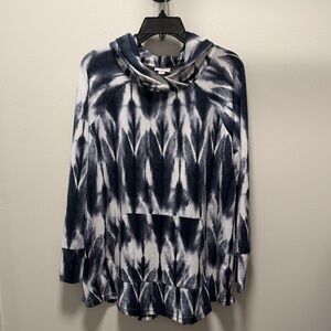 EUC- Women’s LulaRoe Amber Hoodie Size XL Navy & White Tie Dye Hacci Material